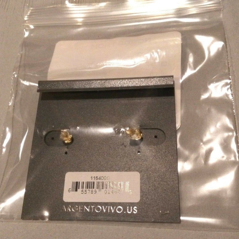 Argento Vivo NEW 18K Gold Silver Stud Earrings NWT - Picture 5 of 5